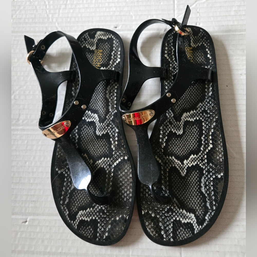 Michael Kors MK Plate Jelly Thong Sandals Size 7